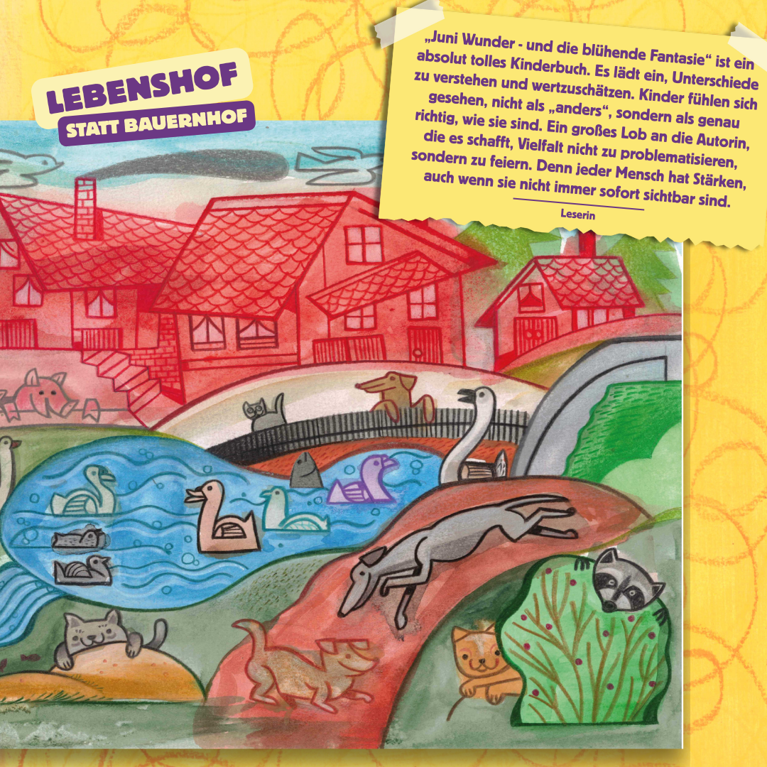 Illustration vom Lebenshof mit Rezension von Leserin