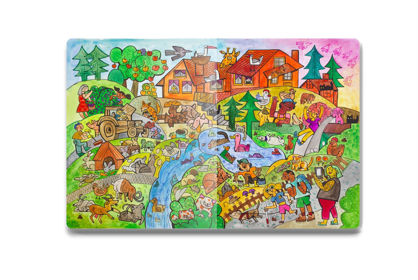 Mockup der Doppelseite "Lebenshof im Sommer"