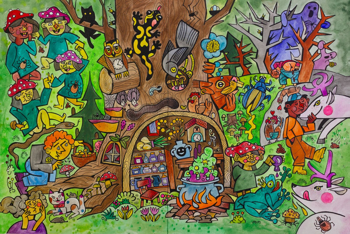 Doppelseite Zauberwald aus dem Wimmelbuch Juni Wunder "Wir sind alle Wunder"