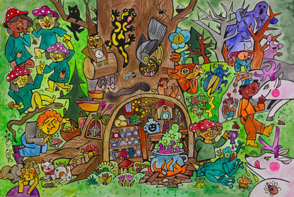 Doppelseite Zauberwald aus dem Wimmelbuch Juni Wunder "Wir sind alle Wunder"